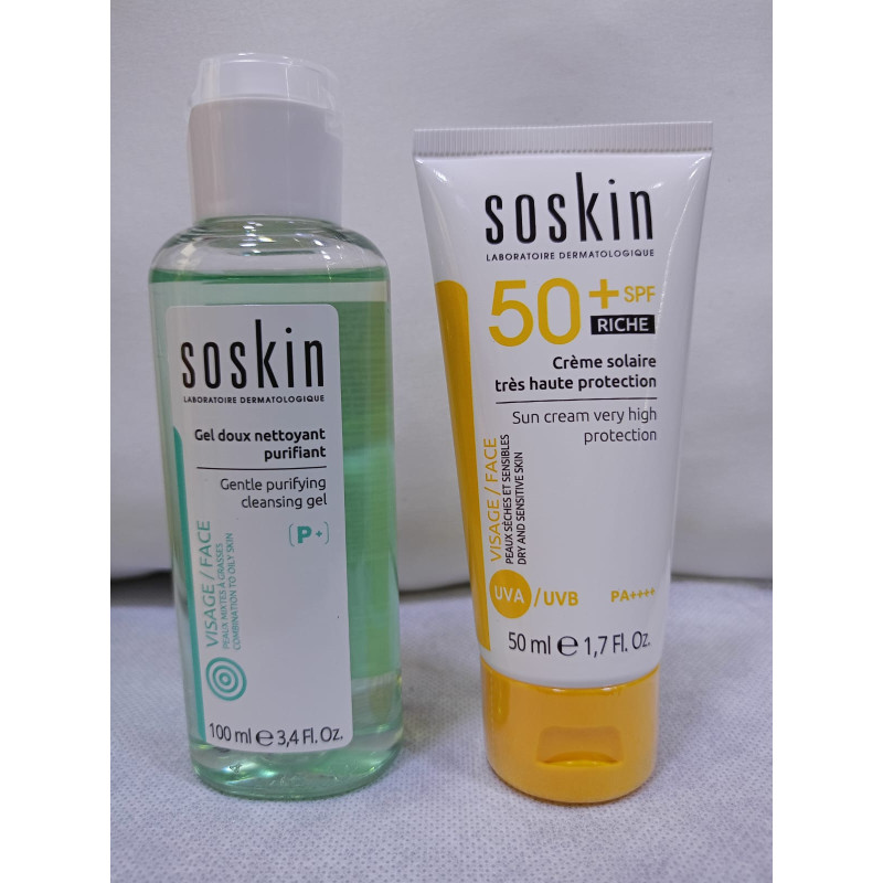 Soskin Creme Solaire Teinte 01 50ml +Gel Doux Nettoyant 100ml pack Soskin Creme Solaire Teinte 01 50ml +Gel Doux Nettoyant 100ml pack