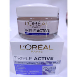 L'oreal Triple Active Hydrating Night Cream 24H Hydration - For All Skin Types 50ml/1.7oz
