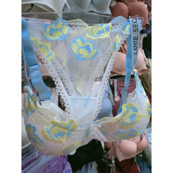 Sexy Perspective Floral Embroidery Bra No Sponge Bra Set Underwire Thin Underwear