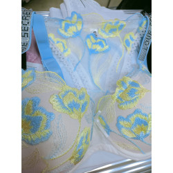 Sexy perspective floral embroidery bra no sponge bra thin underwear set